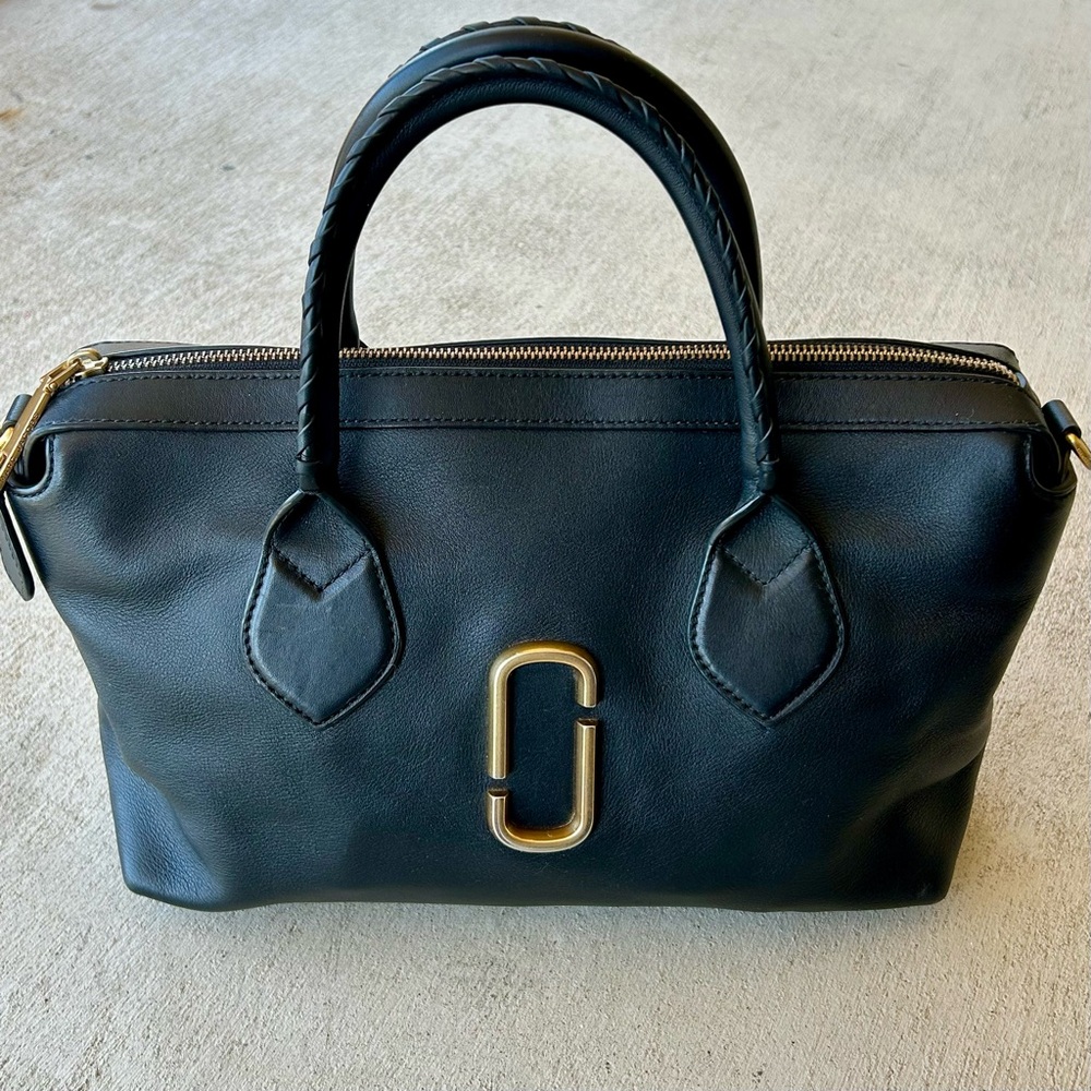 Marc Jacobs Noho Black Leather Gold Hardware Satchel Doctor Tote Bag